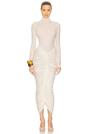 The Super Sheer Ruched Dress Helsa $369 