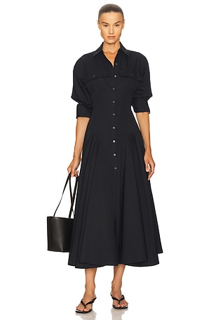 【marron♡ 】L'Or Belted Pleats Dress Pleated Faux Leather Dress by Peter Som x RTR | Rent the Runway