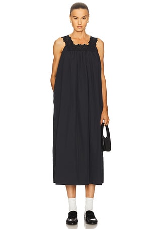agnor midi dress Fit-and-Flare Cotton Midi Dress with Bow Pure White / 12
