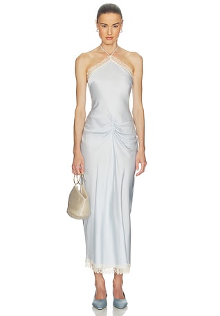 Viscose Satin Dress With Lace Helsa $369 