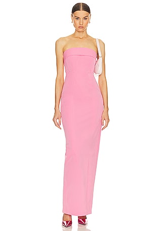 ROBE TECH GABARDINE LONG STRAPLESS