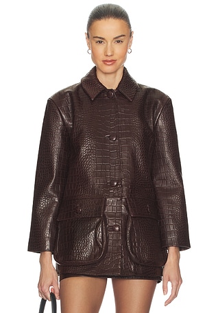 Schoolyard Jacket in Leather With Croc Emboss Helsa $1,100 