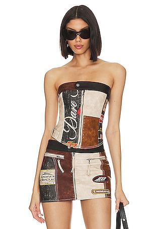 Madden NYC Juniors' Faux Leather Bustier Top 