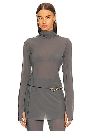 Sheer Turtleneck Tunic