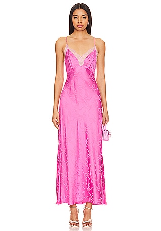 Alice + Olivia Perla Boned Strapless Pleated Dress in Wild Pink