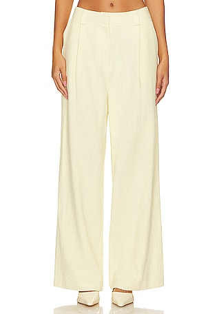Lioness low rise tailored contrast waistband pants in beige