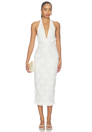 white lace dress for women Camille in corset Elora White Lace Maxi Dress