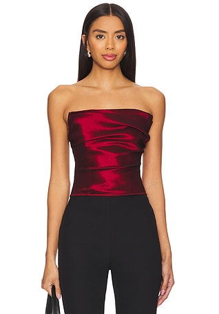 red satin bandeau top