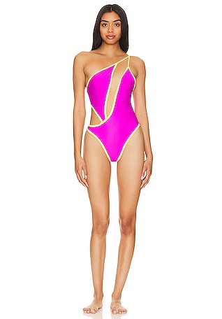 French Cut One Piece Swimsuit  Neon Coral W/ Pineapples – Smart & Sexy