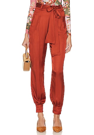 Anna Ankle Tie Pants in Rust