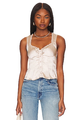 MORE TO COME Marie Embroidered Cami Top in White Floral