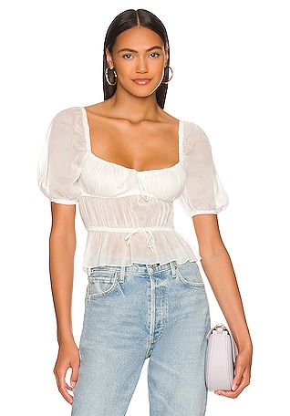 Eyelet Square Neck Balloon Sleeve Bustier Top – ASTR The Label