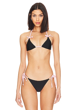Ruffle-rib triangle bralette bikini top At Icône, Simons, Triangle Bikini  Tops for Women