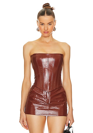 Double Belted Leather Bra Top