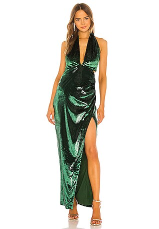 revolve green velvet dress