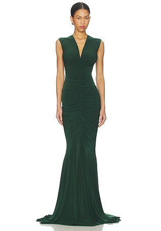 green emerald velvet dress Canary Satin V-Neck Bridesmaid Dress Mermaid Floor-Length main image 0