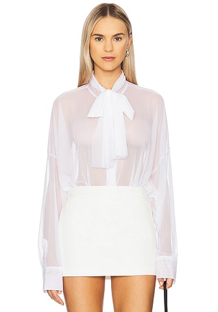 x REVOLVE Oversized Boyfriend Neck Shirt Bodysuit Norma Kamali $230 