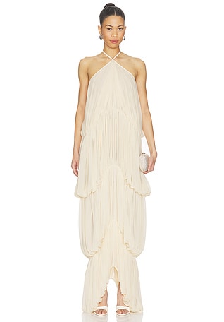 cassandra off shoulder slinky maxi dress neutral ombre Caspian Slinky Off Shoulder Maxi Dress Review