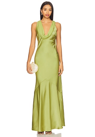 chinese dress ladies Valeda Slinky Jersey Asymmetric Ruched Hardware Detail Maxi Dress in Sea  Green main image 1
