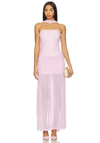 chinese dress ladies La Lune Peony Lace Back Maxi Dress