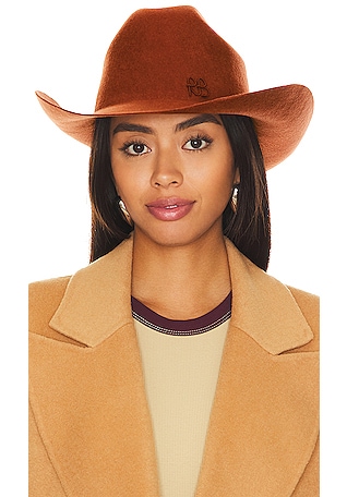 Monogram-embellished Brown Leather Bucket Hat