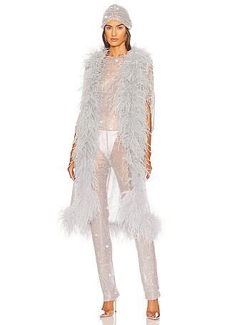 x REVOLVE Crystal Feathers Coat