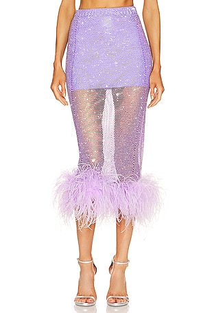 x REVOLVE Midi Feathers Skirt