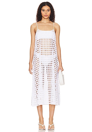 Boho White Crochet Mini Dress Brielle - Boho Dress Official