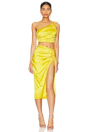 Alora Midi Dress - High Neck Sleeveless Dress in Yellow