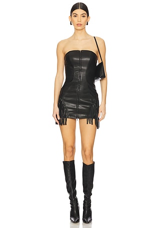 chinese dress ladies Hit Different Faux Leather Mini Dress Black