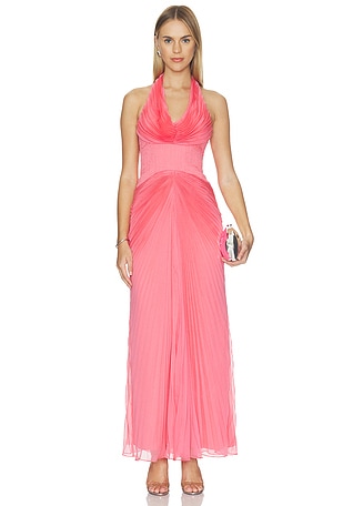 Enly Pleated Ruched Gown