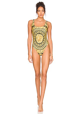 Versace Spugna Monogram Bikini Top in Teal - Size 1 (XS)