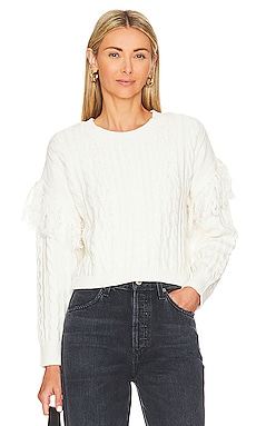 Product image of 1. STATE Fringe Sleeve Cable Sweater. Click to view full details