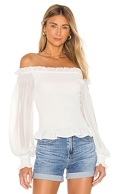 1. STATE Smocked Off The Shoulder Top in White | REVOLVE