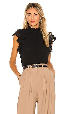 1. STATE Solid Gauze Chiffon Blouse in Black | REVOLVE