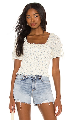 1. STATE Smocked Puff Sleeve Top in Soft Ecru | REVOLVE