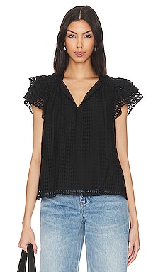 BCBGMAXAZRIA Wrap Ruffle Top in Black REVOLVE