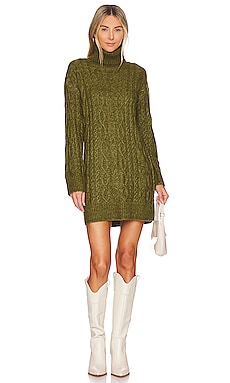 Turtleneck Cableknit Sweater Dress 525