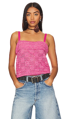 Michael Lauren Wide Strap Tank in Bright Pink