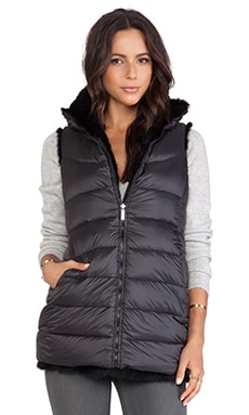 ADD Reversible Down Long Vest in Black