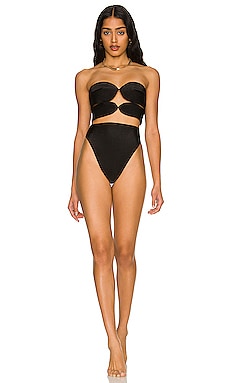 Solid Strapless Matelasse High Leg One Piece ADRIANA DEGREAS $336 Sustainable