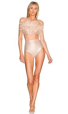 Product image of ADRIANA DEGREAS Metallic High Waisted Strapless Bikini Set. Click to view full details