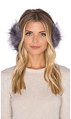 Adrienne Landau Fox Ear Muffs in Natural Silver