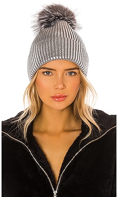 Product image of Adrienne Landau Metallic Pom Hat. Click to view full details