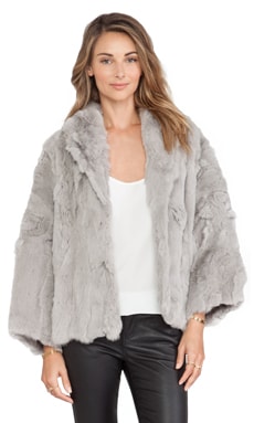 Adrienne landau textured 2025 rabbit fur coat