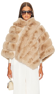 Product image of Adrienne Landau Faux Fur Zip Poncho. Click to view full details