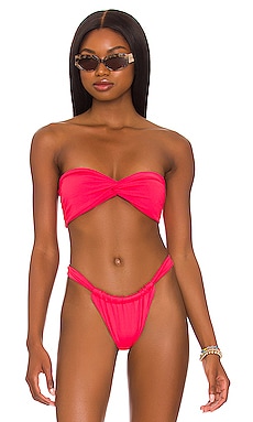 Ruched Bandeau Bikini Top AEXAE $91 