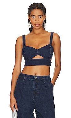 Alice + Olivia Alice + Olivia Jeanna Denim Bustier Crop Top in