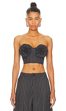 LaQuan Smith Strapless Exposed Bra Top in Empire Print