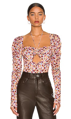 AFRM Grecian Top in Noir Strawberry